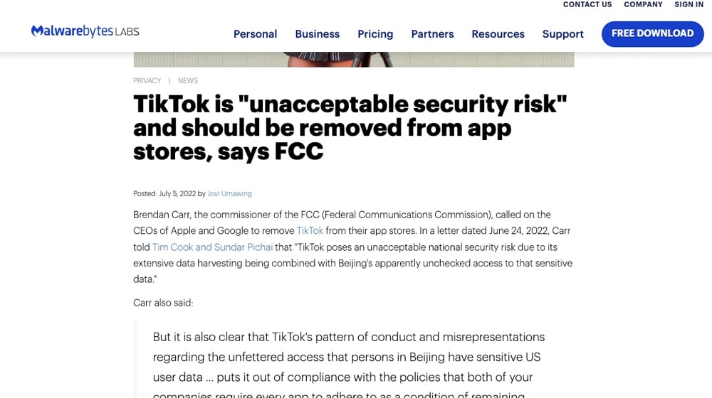 Unacceptable Security Risk