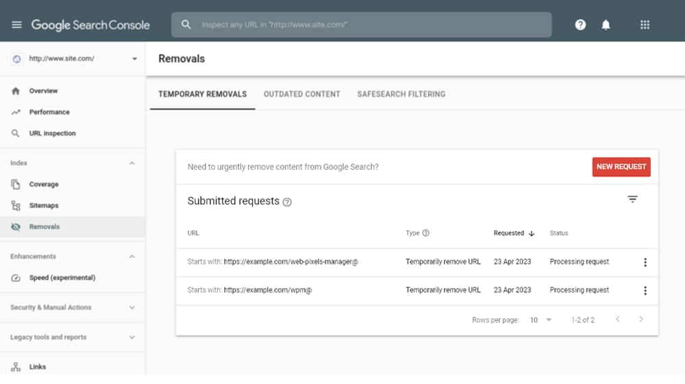 Google Url Removal Tool