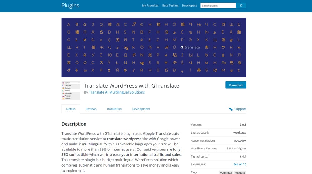 Gtranslate Translation Plugin
