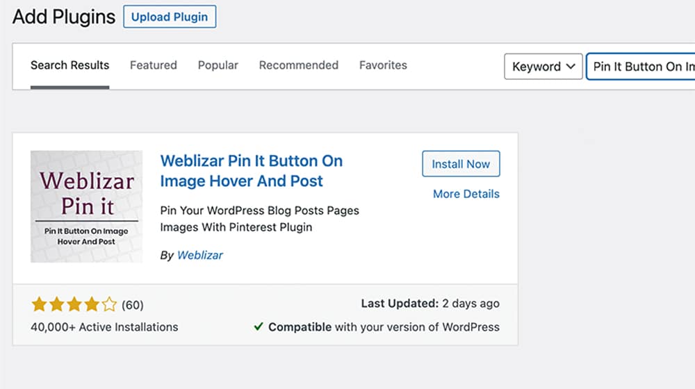 The Weblizar Pin It Button Plugin