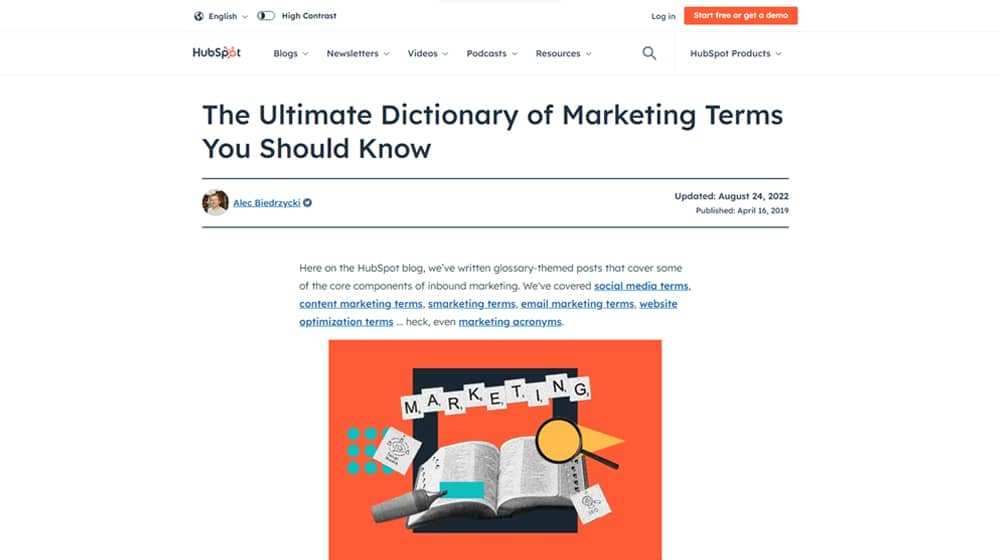 The Hubspot Marketing Glossary