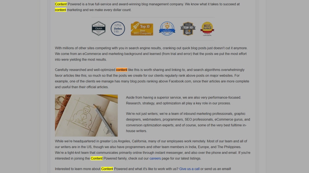 About Us Page Keywords