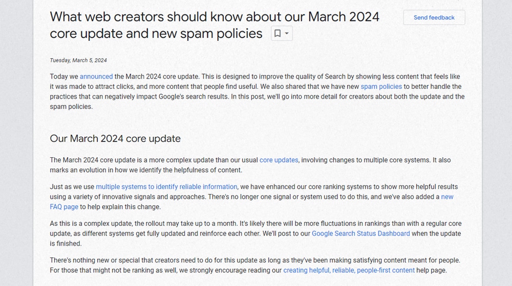 Google Content Guideline Updates