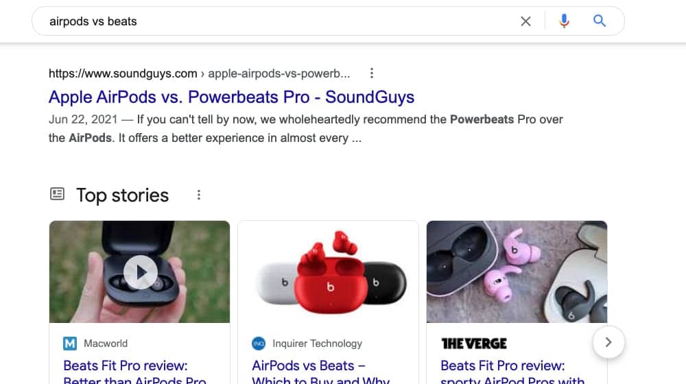 User Intent Example