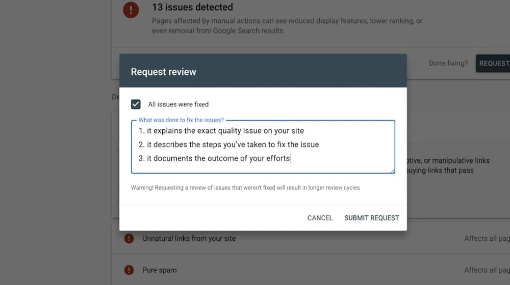 Checking And Fixing Manual Actions