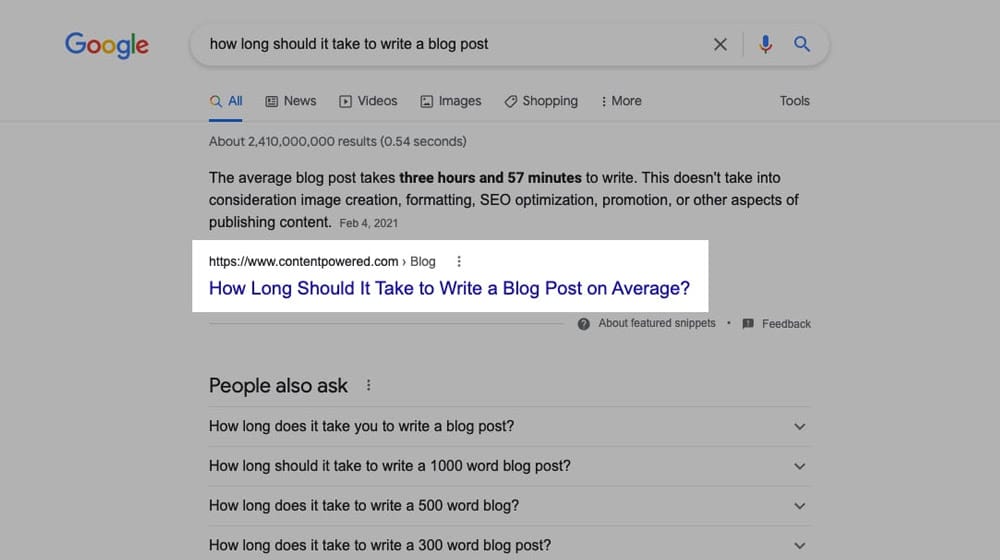 A Blog Post In Google Featured Snippets