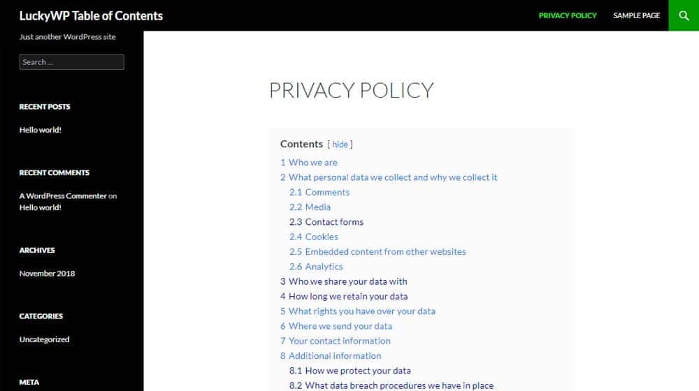 A Privacy Policy Page