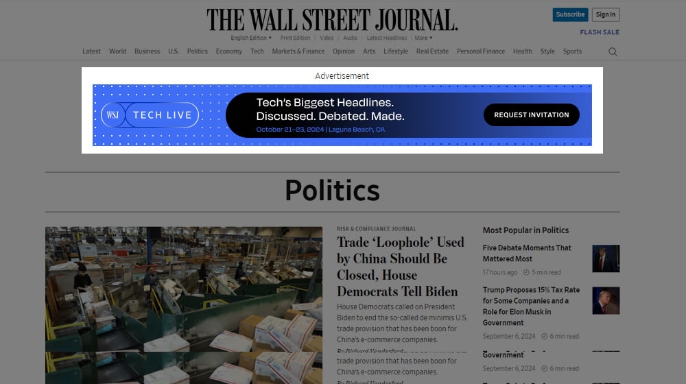A Wall Street Journal House Ad