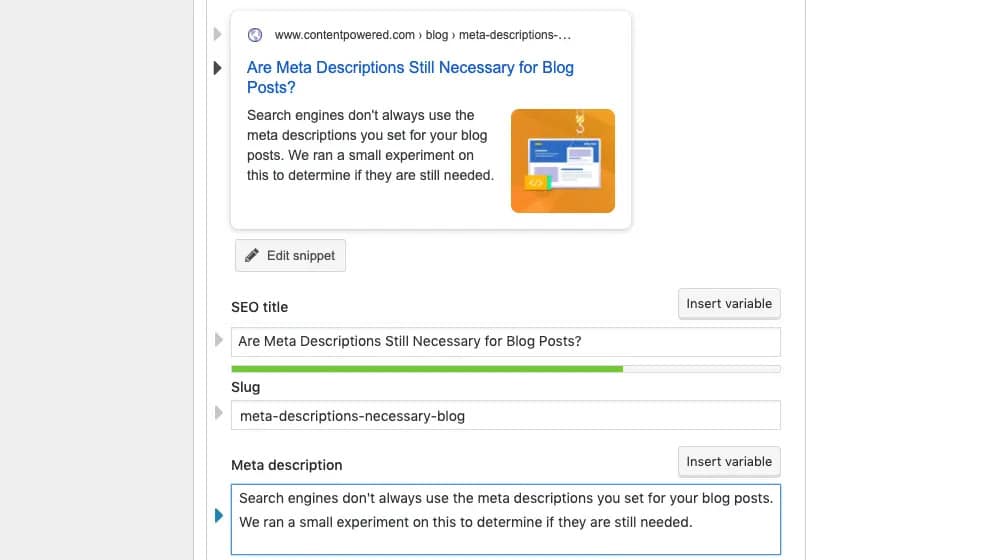 A Wordpress Blog Post Meta Description