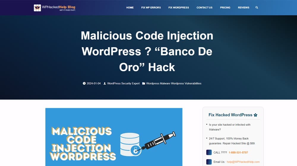 Banco De Oro Malicious Wordpress Code Injection