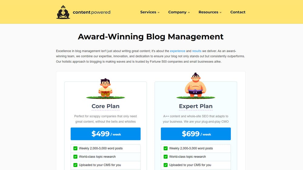 Content Powered Award Winning Blog Management