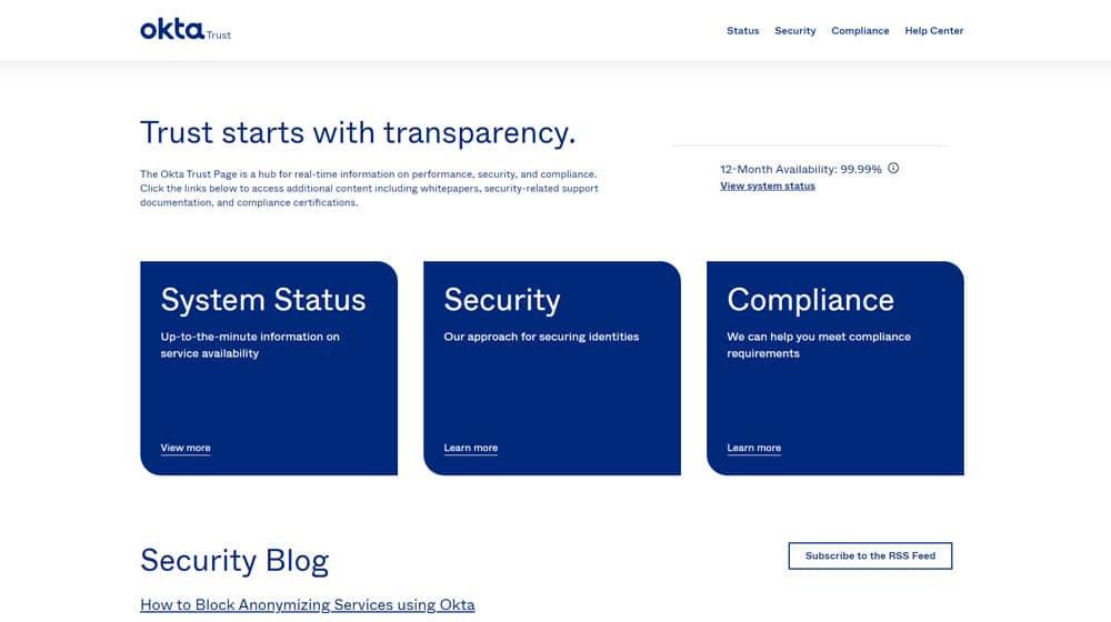 Okta Trust Page
