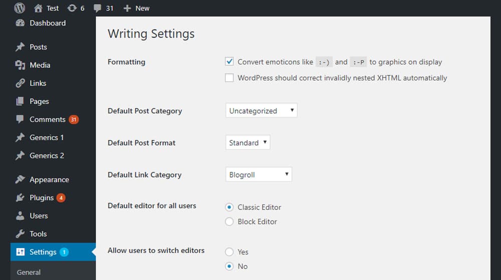 Classic Editor Wordpress Plugin