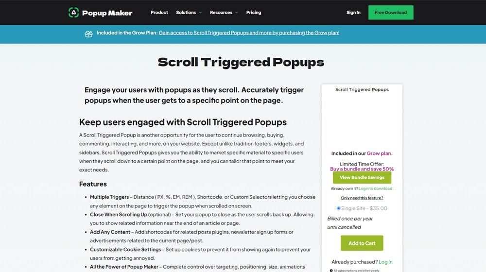 Scroll Triggered Popups