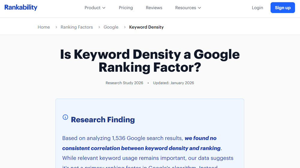 Keyword Density